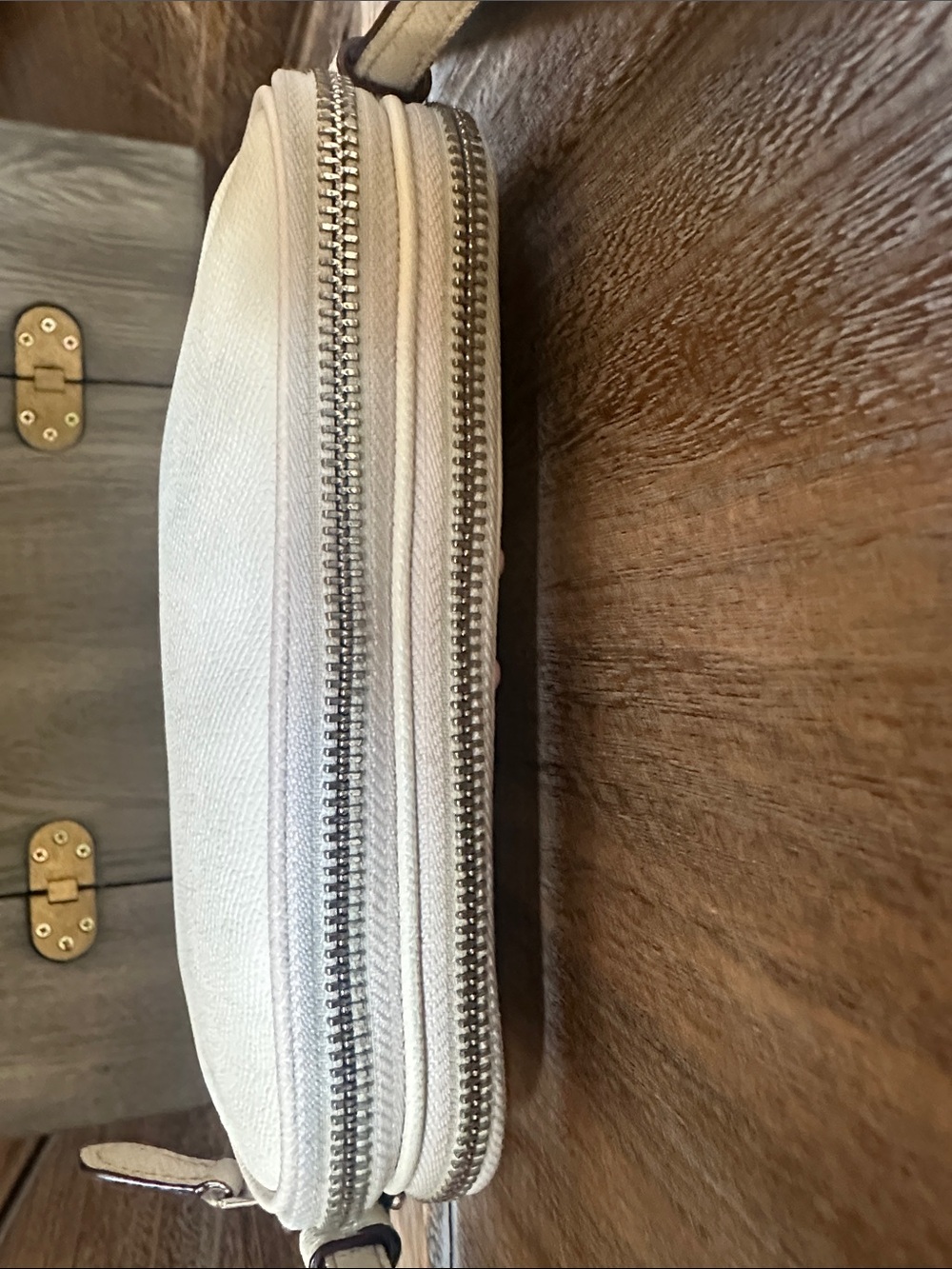 Coach Double-Zip Pouch with Metallic Rivets in Chalk Crossbody Bag Purse - Picture 10 of 16